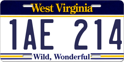 WV license plate 1AE214