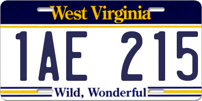 WV license plate 1AE215