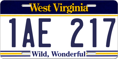 WV license plate 1AE217