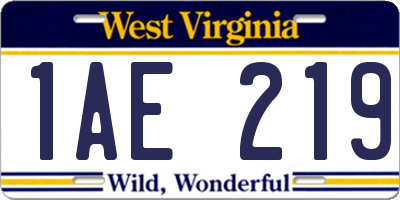 WV license plate 1AE219