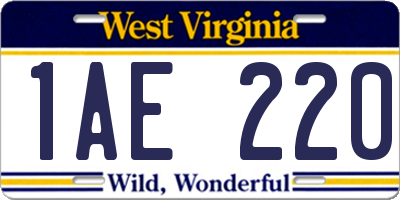 WV license plate 1AE220