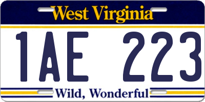 WV license plate 1AE223