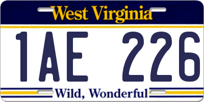 WV license plate 1AE226