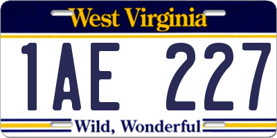 WV license plate 1AE227