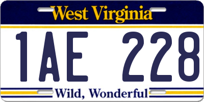 WV license plate 1AE228