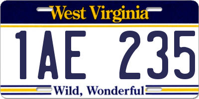 WV license plate 1AE235