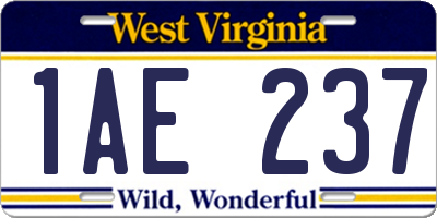 WV license plate 1AE237