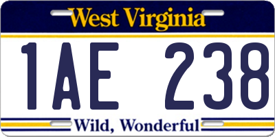 WV license plate 1AE238