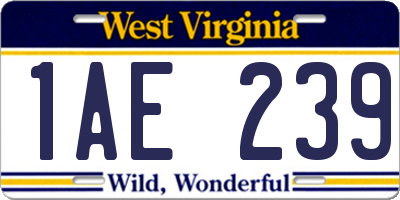 WV license plate 1AE239