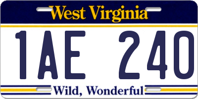 WV license plate 1AE240