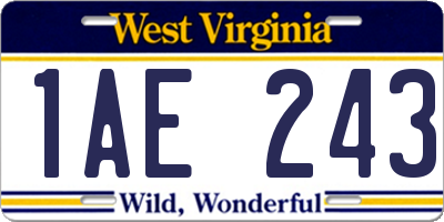 WV license plate 1AE243