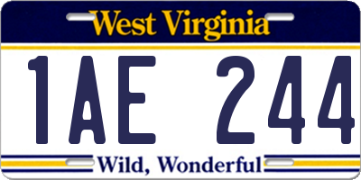 WV license plate 1AE244