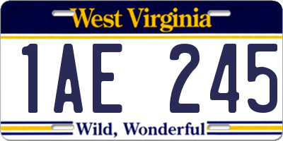 WV license plate 1AE245