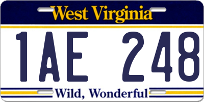 WV license plate 1AE248