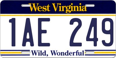 WV license plate 1AE249