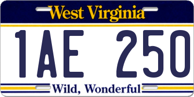 WV license plate 1AE250