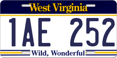 WV license plate 1AE252