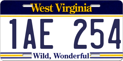 WV license plate 1AE254