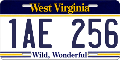 WV license plate 1AE256