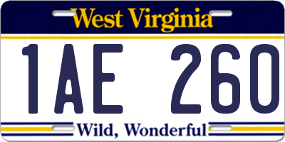 WV license plate 1AE260