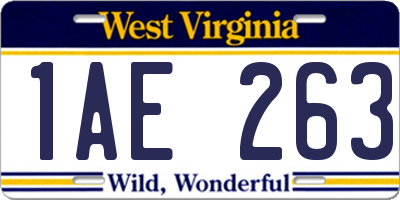 WV license plate 1AE263