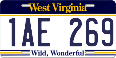 WV license plate 1AE269