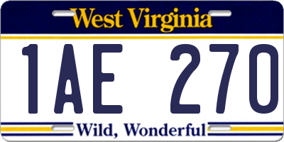 WV license plate 1AE270