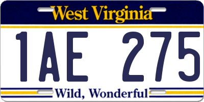 WV license plate 1AE275