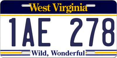 WV license plate 1AE278