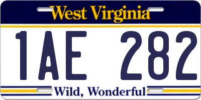 WV license plate 1AE282