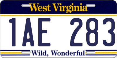 WV license plate 1AE283