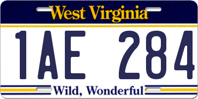 WV license plate 1AE284