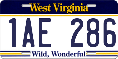 WV license plate 1AE286