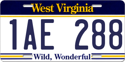 WV license plate 1AE288