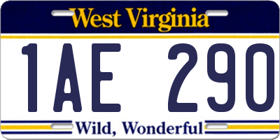 WV license plate 1AE290