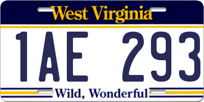 WV license plate 1AE293