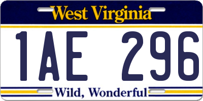 WV license plate 1AE296