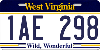 WV license plate 1AE298