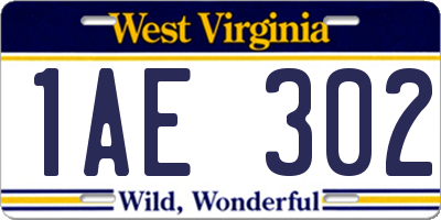 WV license plate 1AE302