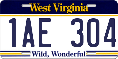 WV license plate 1AE304