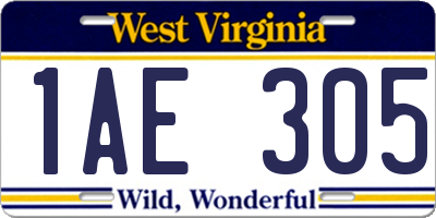 WV license plate 1AE305