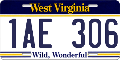 WV license plate 1AE306