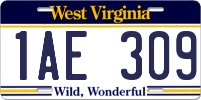 WV license plate 1AE309