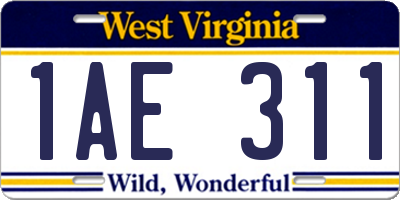 WV license plate 1AE311