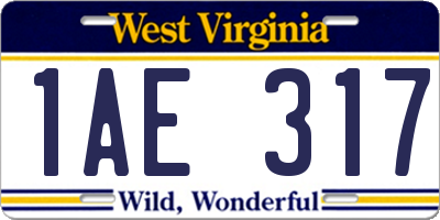 WV license plate 1AE317