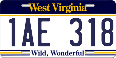 WV license plate 1AE318