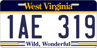 WV license plate 1AE319