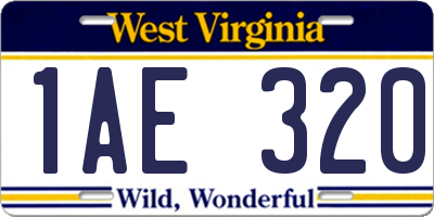 WV license plate 1AE320