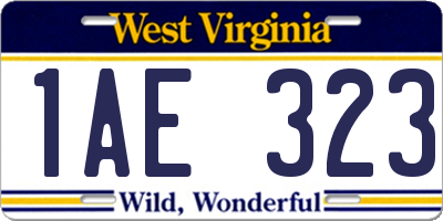 WV license plate 1AE323