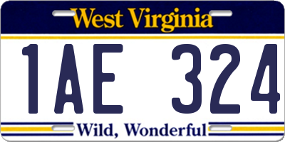 WV license plate 1AE324